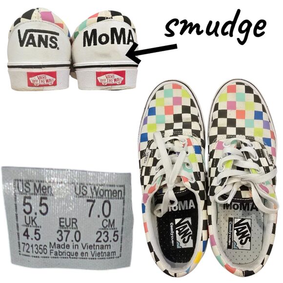 5.5 Men's / 7 Women's Vans X MoMA Comfycush Era Limited Edition Sneakers Checker - Picture 4 of 5